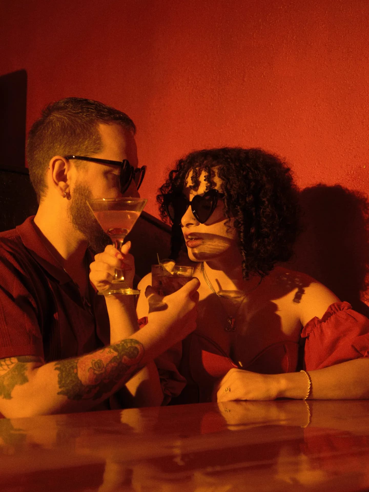 Couples portrait with drinks