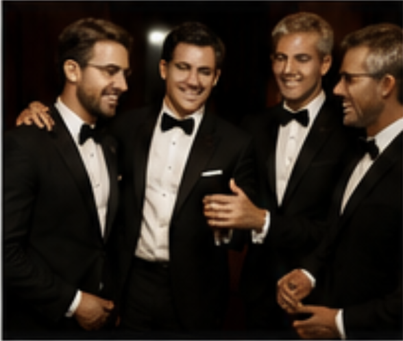 Guests in formal evening attire